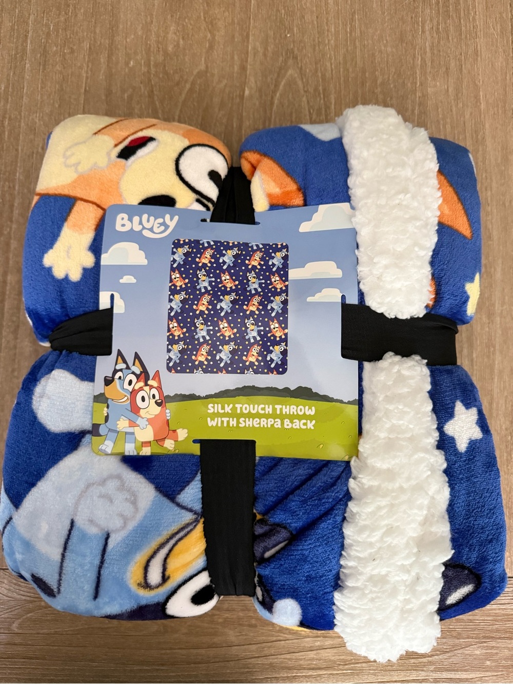 Bluey Dance Party Silk Touch Cozy Sherpa Extra large throw blanket stars NEW!